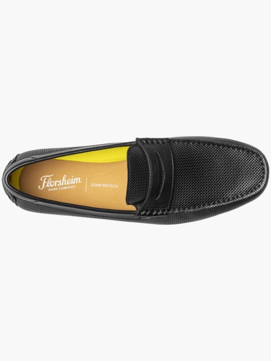 Mens Florsheim Motor Penny Driver Black Leather, 13411-001 main image 6
